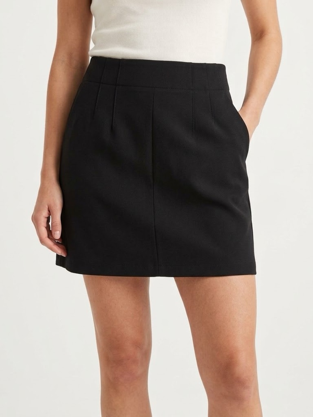 Abercrombie Black Pleated A-Line Trouser Mini Skirt High Waisted Pockets XS